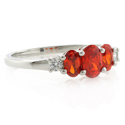 3 Stone Mexican Cherry Opal Ring in .925 Silver