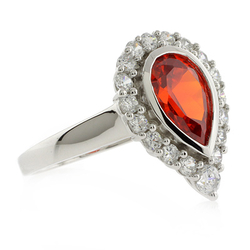 Fire Cherry Opal .925 Silver Ring