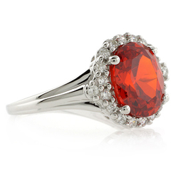 Oval Cut Mexican Fire Cherry Opal Silver Ring