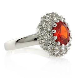 Oval Cut Mexican Cherry Opal Silver Ring