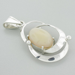 Milky Fire Opal Silver Pendant