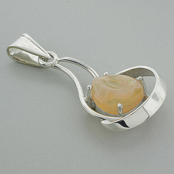 Genuine Mexican Fire Jelly Opal Silver Pendant