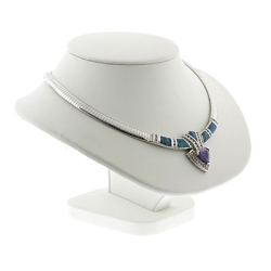 Hermoso Collar de Plata .925 con Tanzanita y Ópalo Australiano