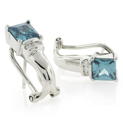 Square Alexandrite Fashion Silver Earrings