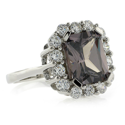 Emerald Cut Alexandrite Ring in 925 Sterling Silver