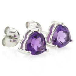 Amethyst Heart Stud Earrings