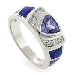 Anillo Elegante de Plata con Opalo y Tanznita