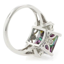 Anillo de Plata .925 con Topacio en Corte Esmeralda