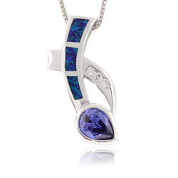 Australian Opal Pendant with Tanzanite