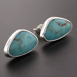 Triangular Turquoise Gemstone .925 Silver Studs