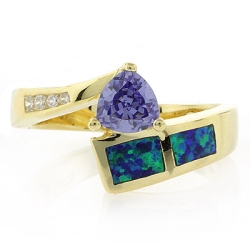 Anillo de Plata con Chapa de Oro y Tanzanita