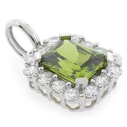 Emerald Cut Peridot Sterling Silver Pendant