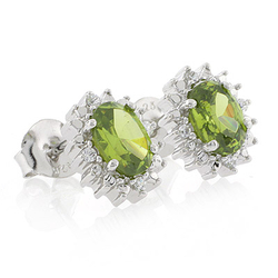 Elegantes Aretes de Plata de Ley .925 con Peridoto