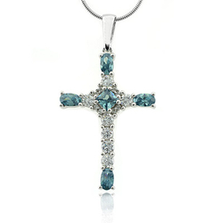 Silver Cross Alexandrite Pendant