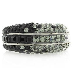 Anillo de Plata .925 con Cristales Swarovski Negros y Blancos