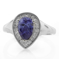 Anillo de Plata con Tanzanita y Diamantes Sintéticos