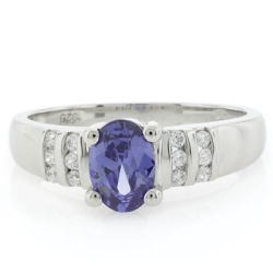 Emerald Cut Sterling Silver Tanzanite Ring