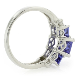 Anillo de Plata .925 con 3 Gemas de Tanzanita