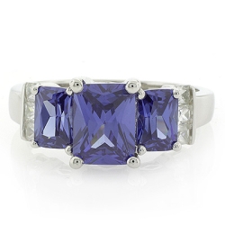 Anillo de Plata .925 con 3 Gemas de Tanzanita