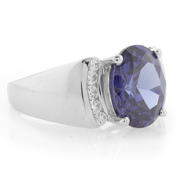 Oval Cut Huge Tanzanite Sterling Silver Ring