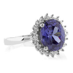 Oval Princess Kate Style Tanzanite Silver Ring