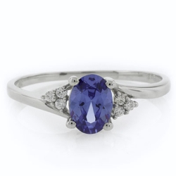 Emerald Cut Sterling Silver Tanzanite Ring