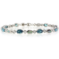 Alexandrite and White Opal Sterling Silver Bracelet