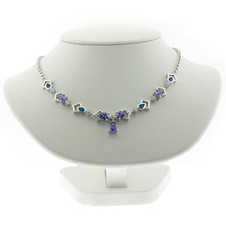 Beautiful Tanzanite and Blue Opal Silver Necklace