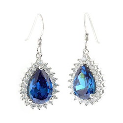 Aretes de Plata .925 con Gemas de Topacio Azul