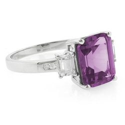 Square Cut Alexandrite Silver Ring