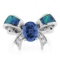 Anillo de Plata Forma de Moño con Opalo Australiano