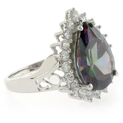 Mystic Topaz Princess Kate Style .925 Silver Ring