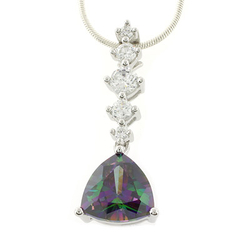 Mystic Topaz Trillion Cut Silver Pendant