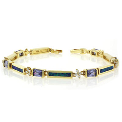 Opal Bracelet in Sterling Silver with Tanzanite