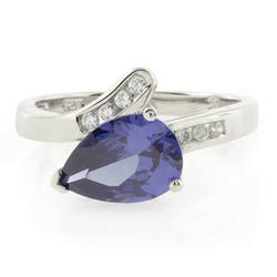 Pear Cut Solitaire Tanzanite .925 Silver Ring