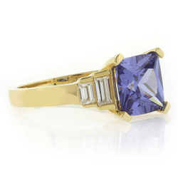 Tanzanite Sterling Silver Ring in Gold Plated