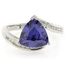 Silver Trillion Cut Tanzanite Ring