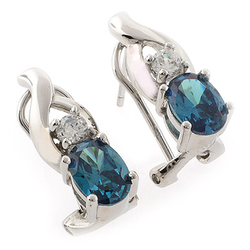 Oval Cut Alexandrite with Omega Back Earrings in Sterling Silver