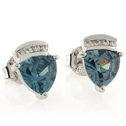 Alexandrite and CZ .925 Silver Stud Earrings