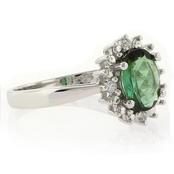 Genuine Green Tourmaline Ring in Sterling Silver