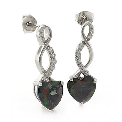 Heart Shape Smoked Topaz Silver Drop Earrings