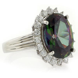 Princess Kate Style Silver Ring with Mystic Topaz