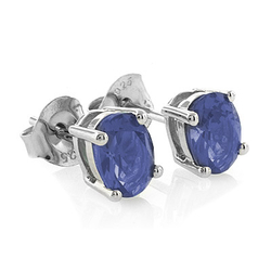 Sterling Silver Tanzanite Oval Cut Earrings