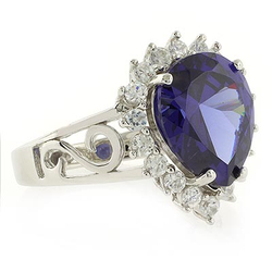 Pear Cut Sapphire Silver Ring