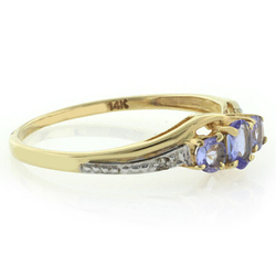 Genuine 0.37 tcw Tanzanite 14 Karat Gold Ring with Diamonds