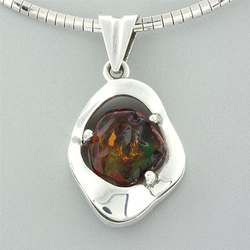 Very High Quality Mined Mexican Black Opal Silver Pendant