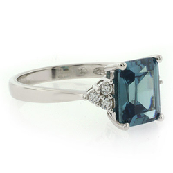 Emerald Cut Color Changing Alexandrite Silver Ring