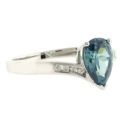 Alexandrite Pear Cut Stone Silver Ring