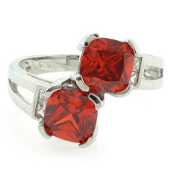 Anillo de Plata .925 con 2 Piedras de Ópalo de Fuego