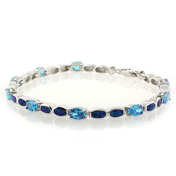 Pulsera Elegante de Plata de Ley .925 con Topacio Azul y Opalo